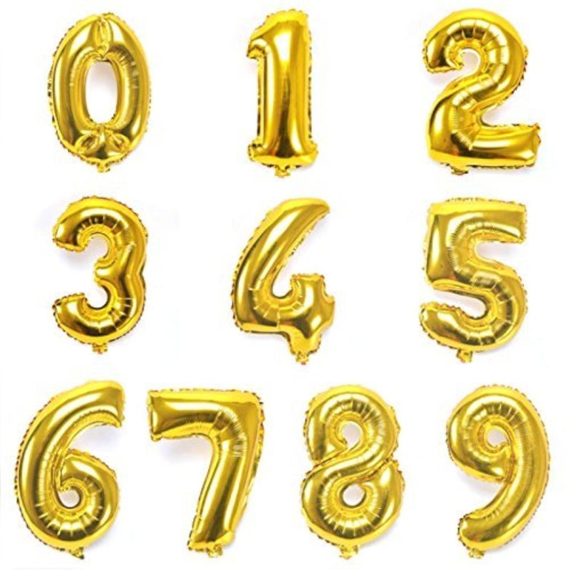 Simple polymer 16" Gold 0-9 Number Balloons Foil Balloons Mylar Balloons for Party Decorations Party Supplies - Image 1